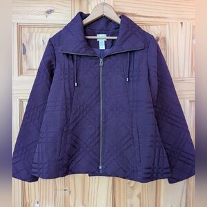 Chico's Beautiful Purple Lined Textured Zipper Jacket Chicos Size 1